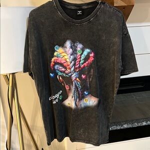 Graphic T-Shirt with Colorful Braids Design